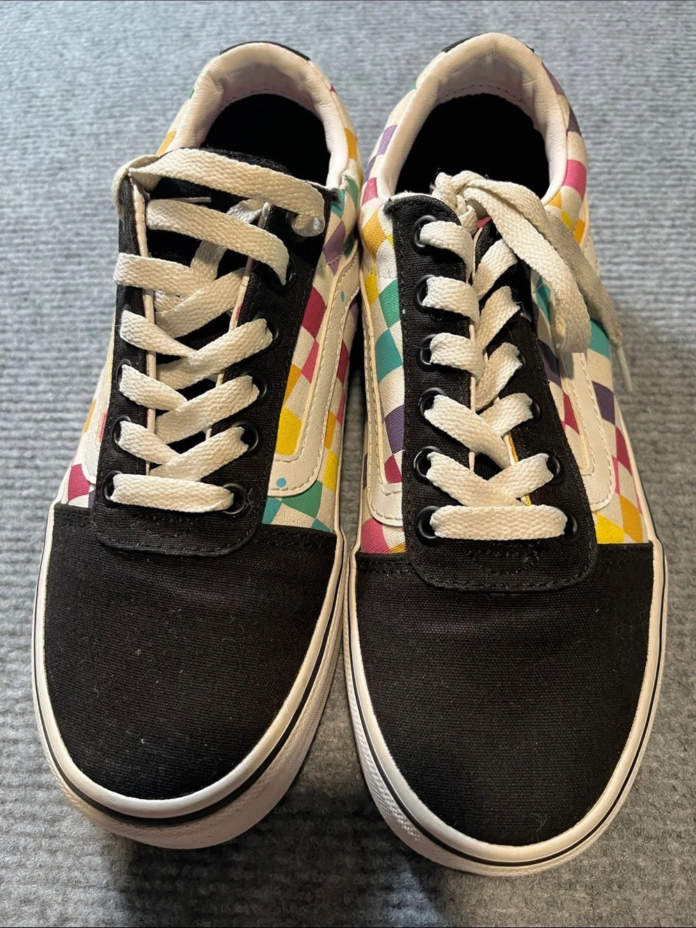 Vans Black & Multicolor Checkerboard Low Top Sneakers